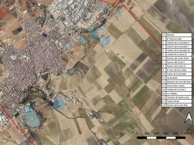 Mapa de yacimientos arqueológicos de El Viso del Alcor